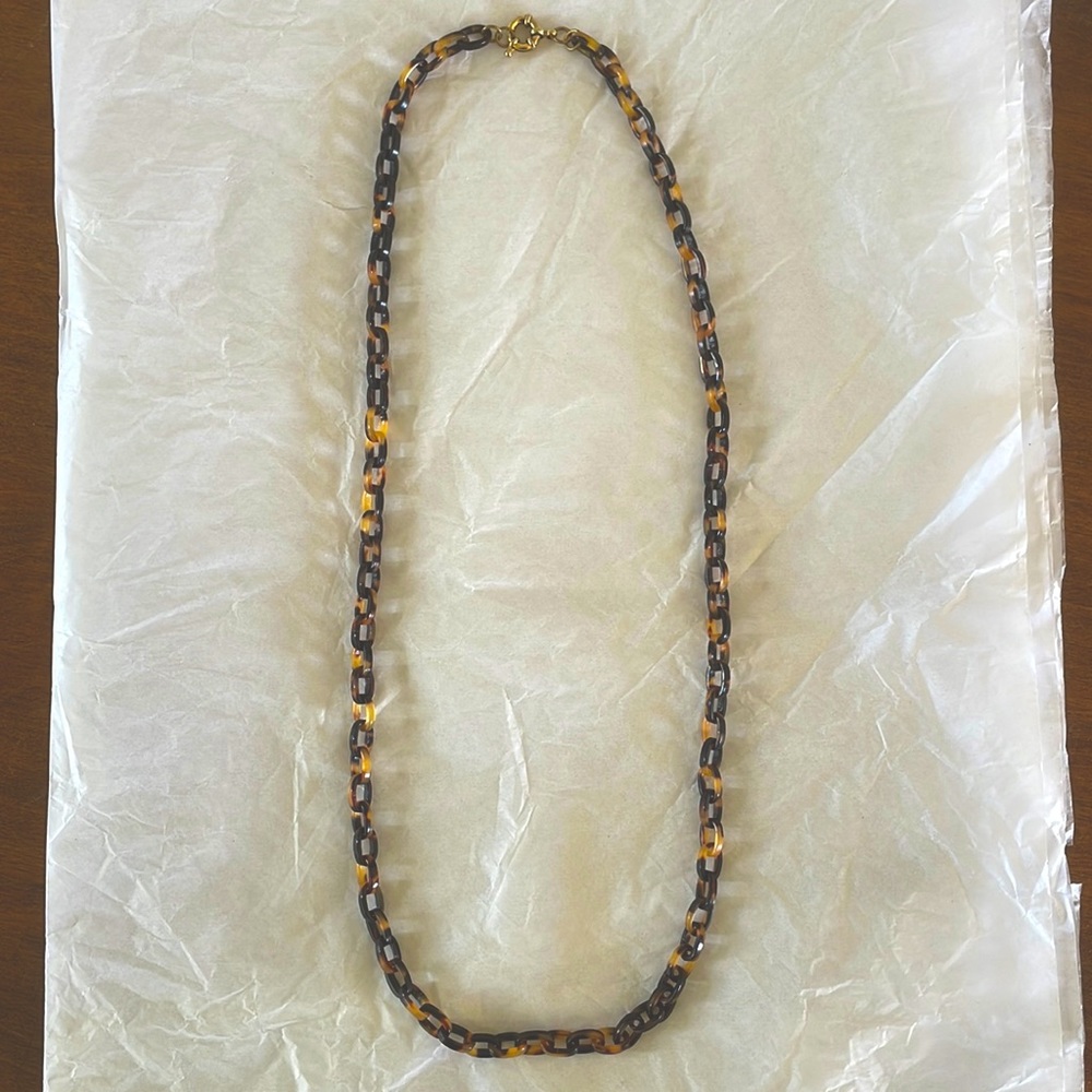 Vintage acrylic tortoiseshell chain link necklace